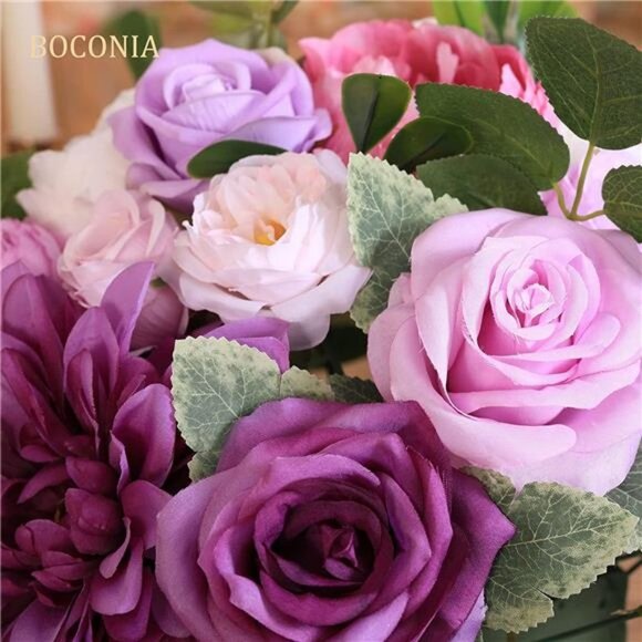 Artificial 26pcs Silk Flowers and 24pcs Greenery Set Faux Flowers Bulk - Picture 6 of 7